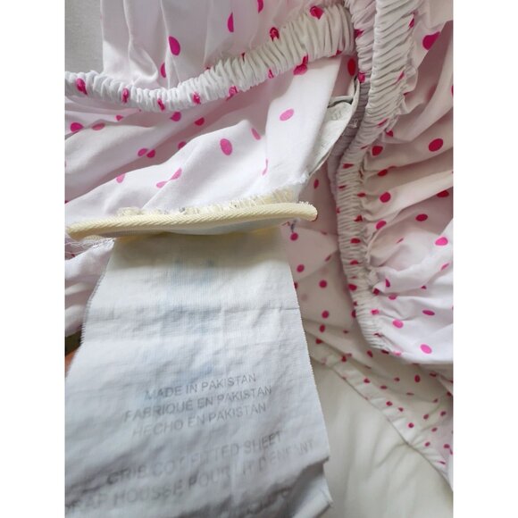 Pottery Barn Kids Crib Toddler Fitted Sheet Pink Polka Dot 100% Organic Cotton - Picture 4 of 8